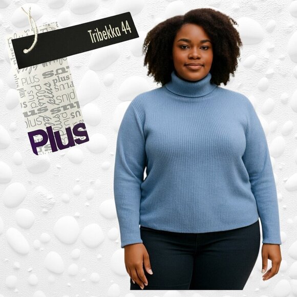 TRIBEKKA 44 PLUS Sweaters - TRIBEKKA 44 PLUS SIZES - COZY BABY BLUE POLO WITH ZIPPER - NWT
